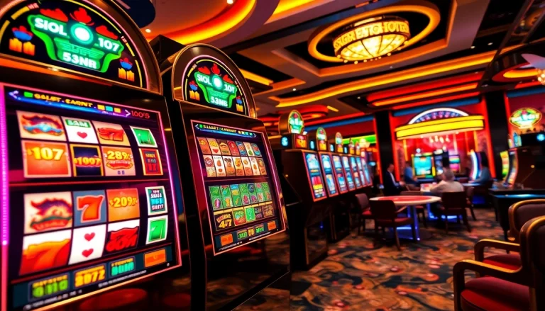 Engaging scene of a slot machine labeled 'slot depo 5rb' with players enjoying their game.