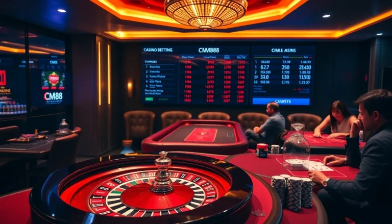 Experience thrilling gameplay at CM88 with vibrant casino tables and professional dealers.
