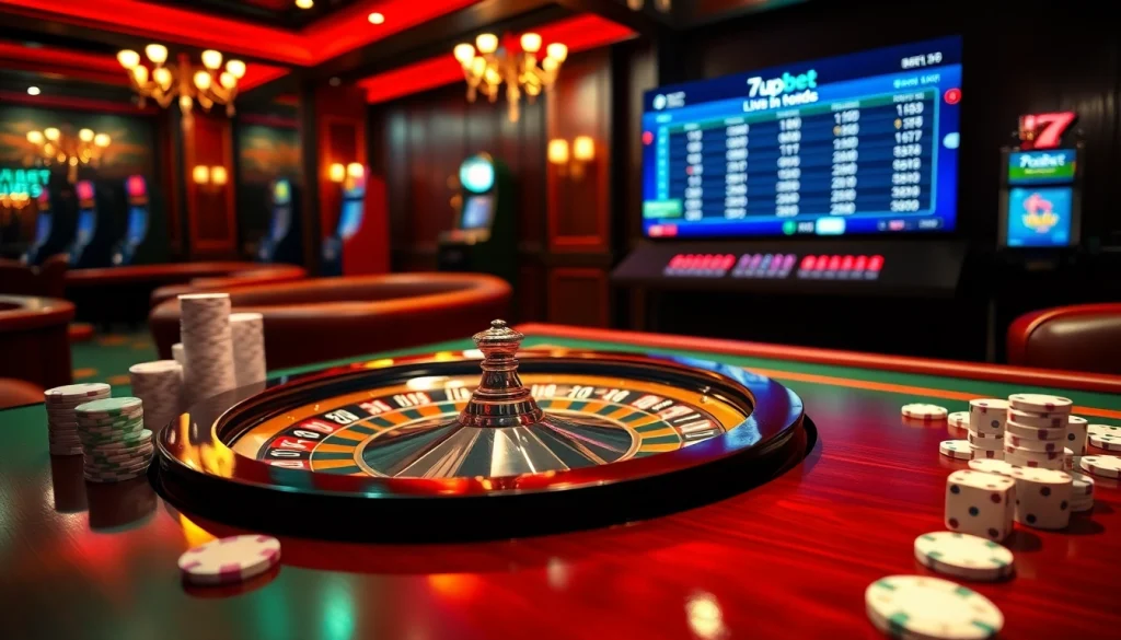 Exciting gambling scene featuring 7upbet online sports betting interface and classic casino elements.