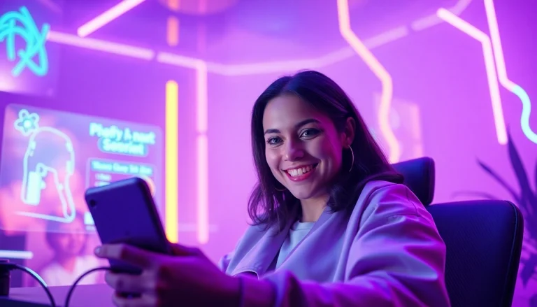 User engaging with the best NSFW AI chat platform in a vibrant digital environment.