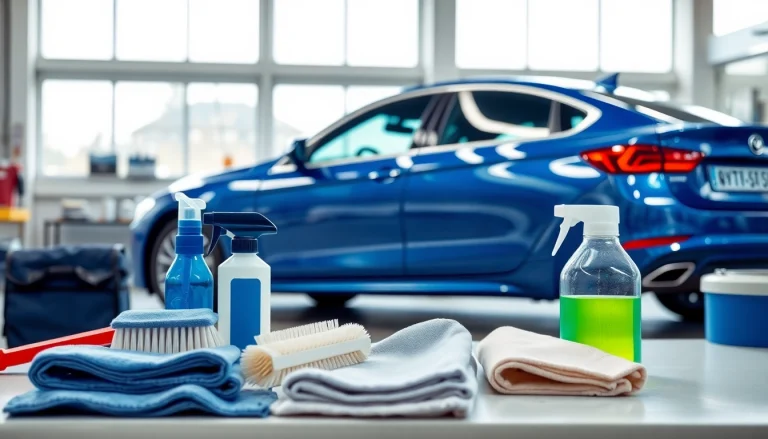 Transform your vehicle with expert car detailing near me, showcasing a polished sedan in a vivid setting.