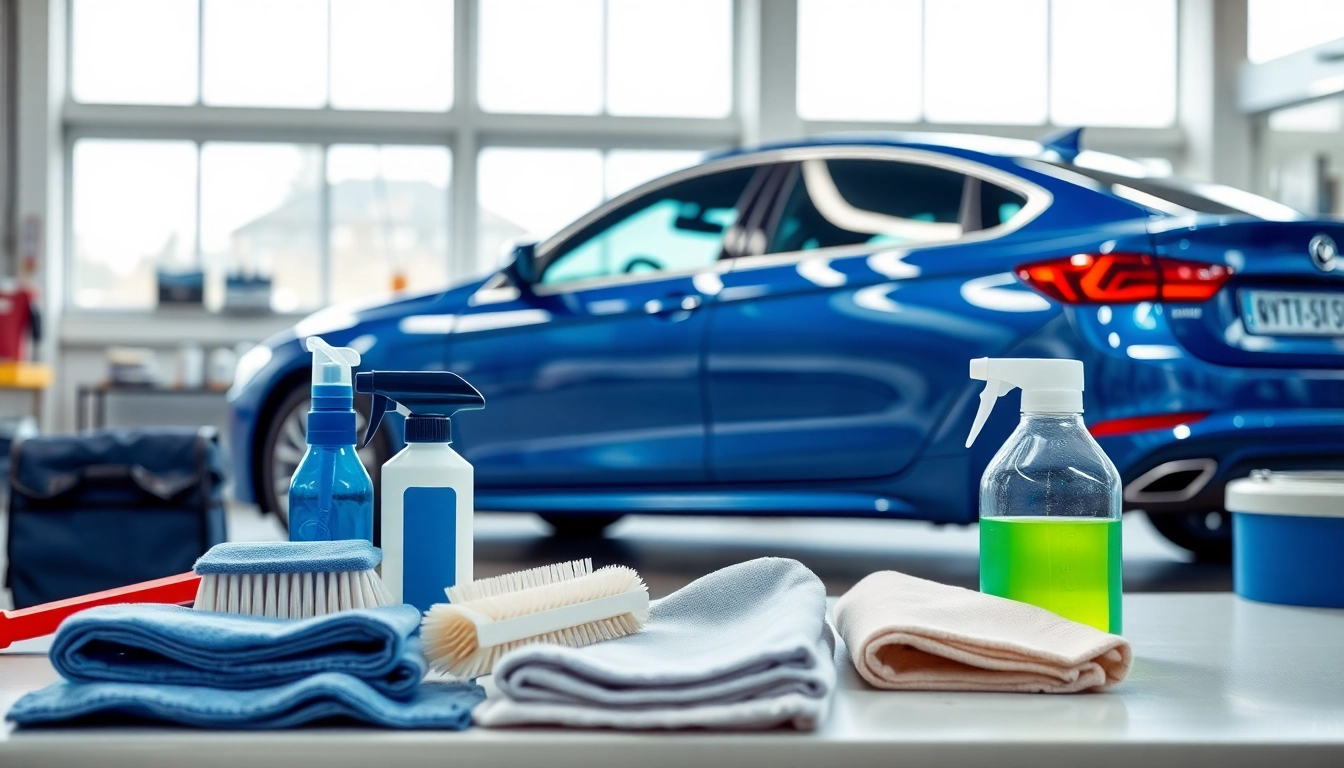 Transform your vehicle with expert car detailing near me, showcasing a polished sedan in a vivid setting.
