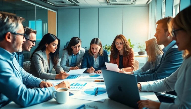 Analyze competitor pricing strategies with professionals collaborating in a modern office.