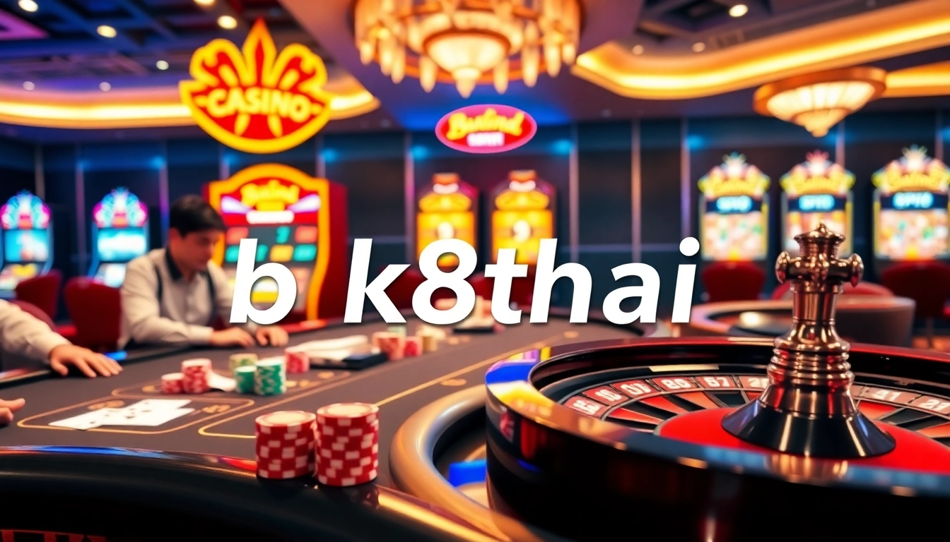 Players enjoying high-stakes blackjack and roulette at BK8Thai's vibrant casino.