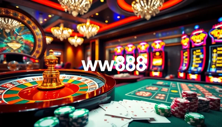 Experience thrilling gaming action at ww88 with cards, dice, and vibrant casino tables.