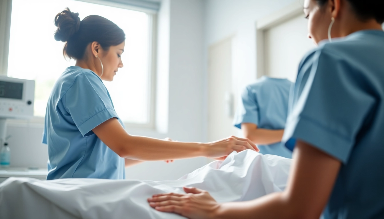Nurses working with verpleegkundige katoen stof in a caring hospital environment.