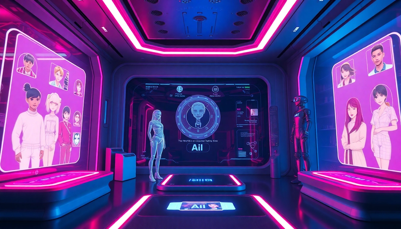 Engaging character AI NSFW interactions in a futuristic digital space with vibrant colors.