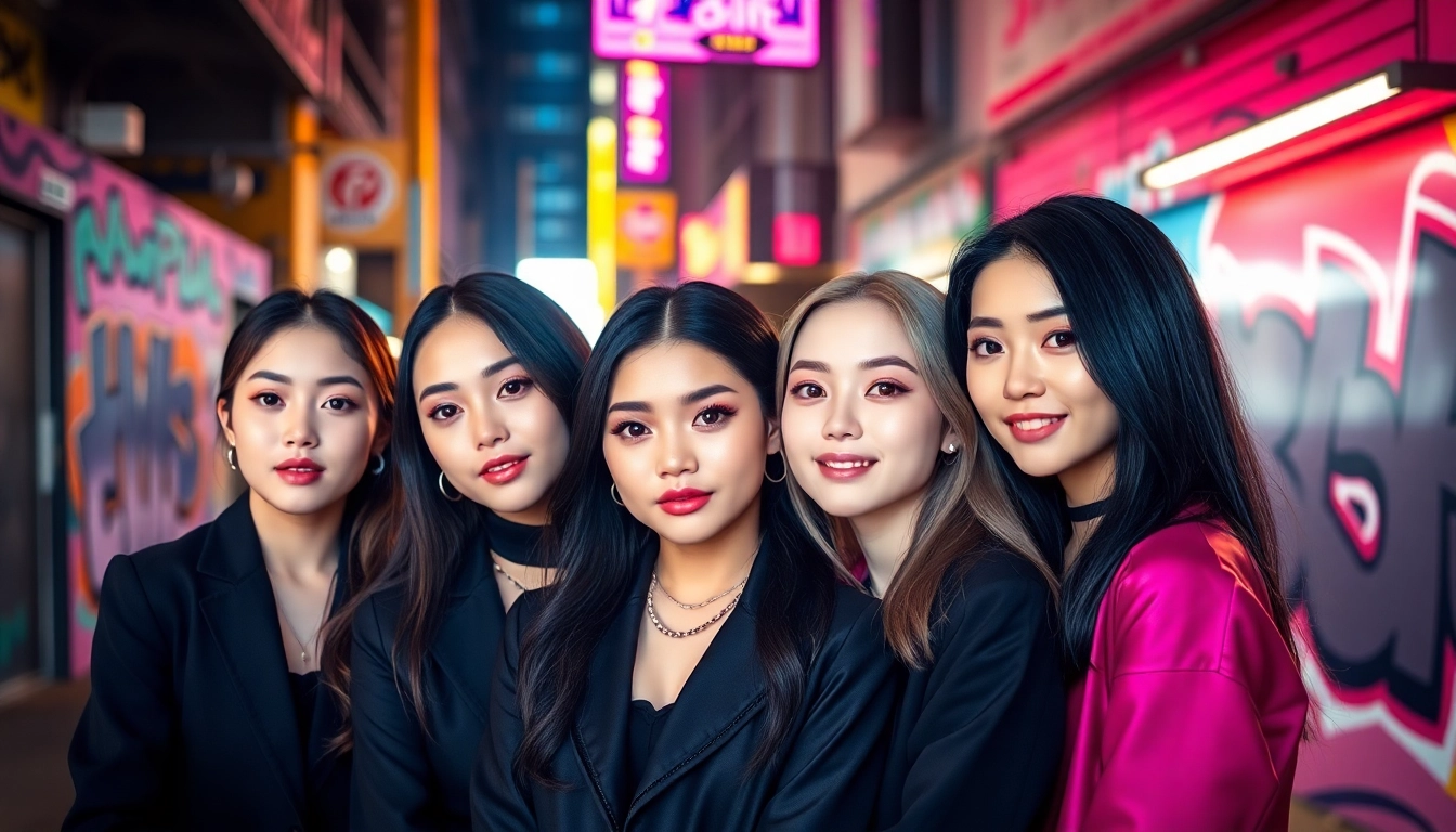 Engaging portrait of blackpink members, capturing their unique styles and vibrant interactions.