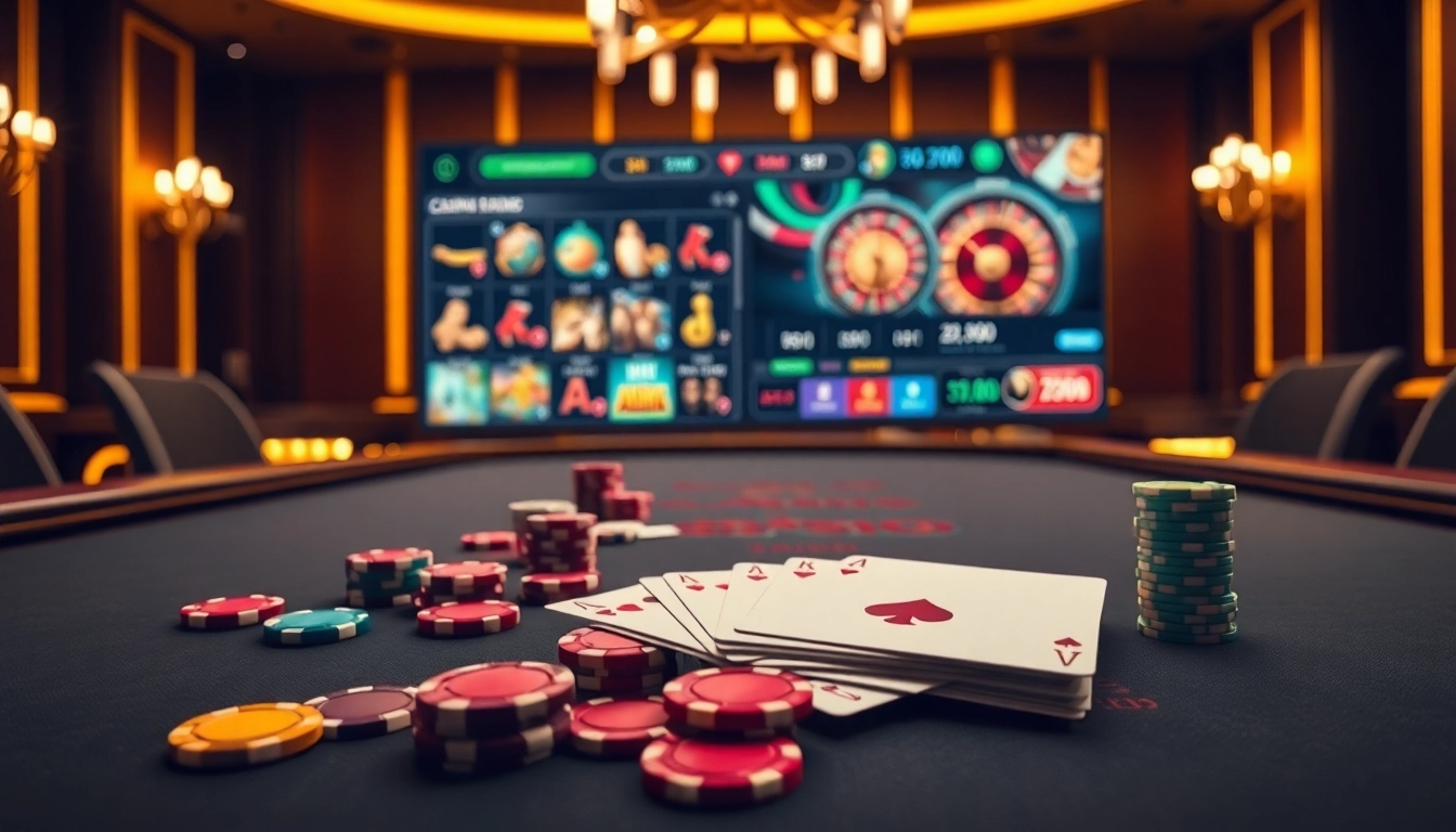 Vivez l'excitation du casino en ligne français avec une scène de poker élégante et un gameplay dynamique.