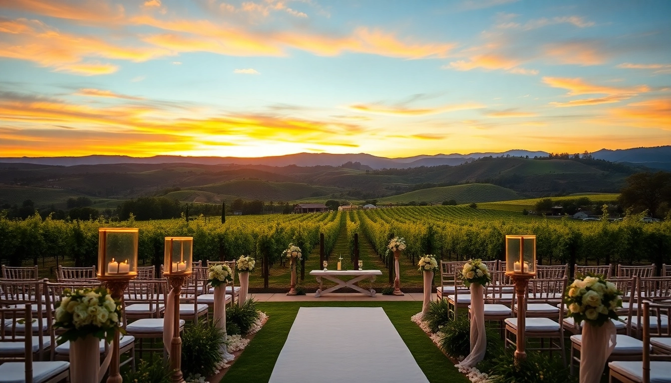 Stunning outdoor wedding venue California with picturesque vineyard backdrop for ceremonies.
