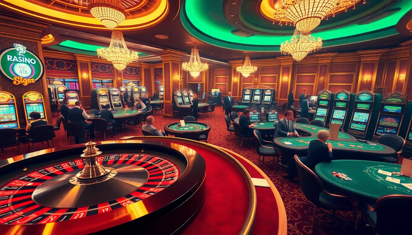 Des joueurs profitant d'une expérience passionnante dans un casino en ligne Français à une table vibrante avec roulette et cartes.