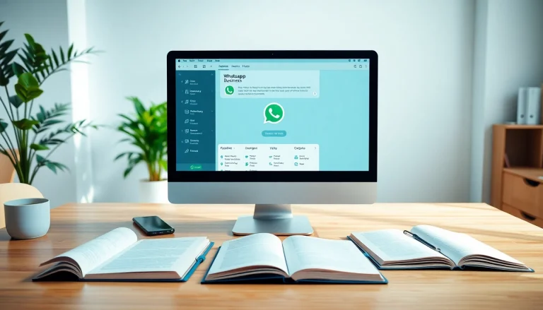 Enhance customer relationships with WhatsApp Business CRM displayed on a computer in a serene office.