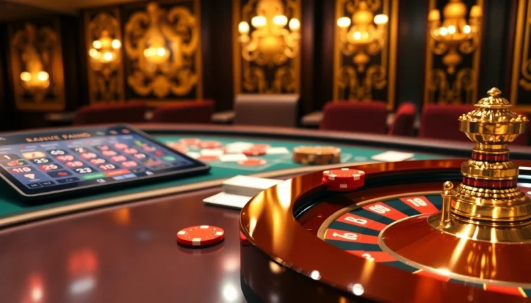 Une expérience de casino en ligne passionnante avec de la roulette et des jetons de poker, mettant en avant le casino en ligne Français.