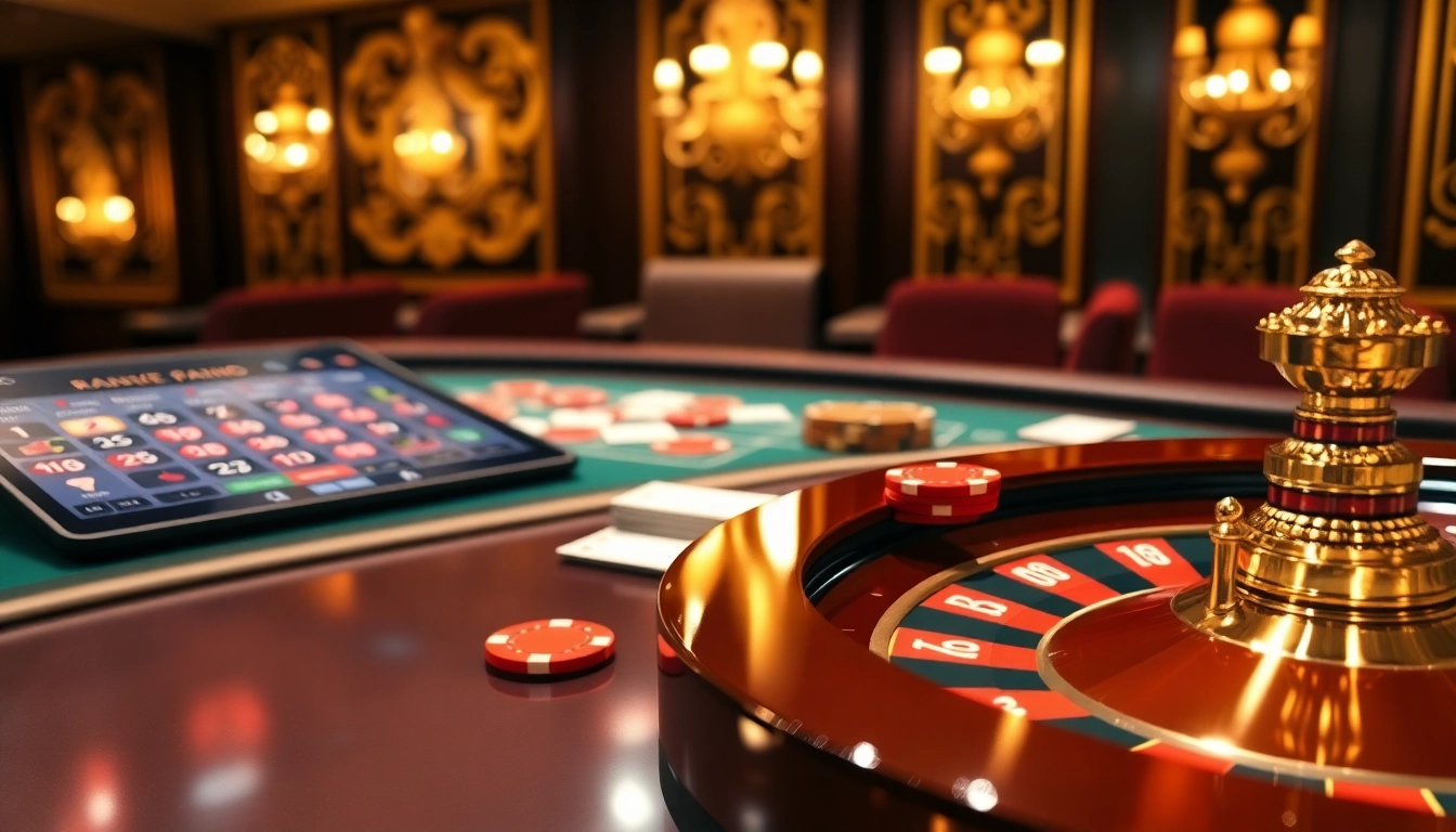 Une expérience de casino en ligne passionnante avec de la roulette et des jetons de poker, mettant en avant le casino en ligne Français.