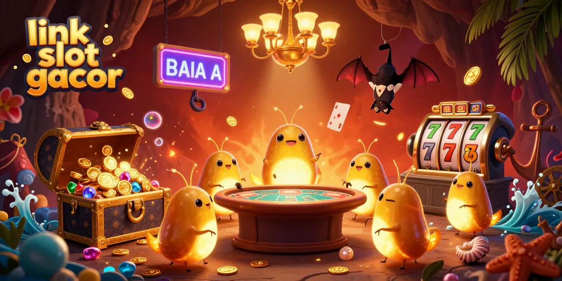 Experience the thrill of link slot gacor with vibrant golden glowworms lighting up a cave casino.