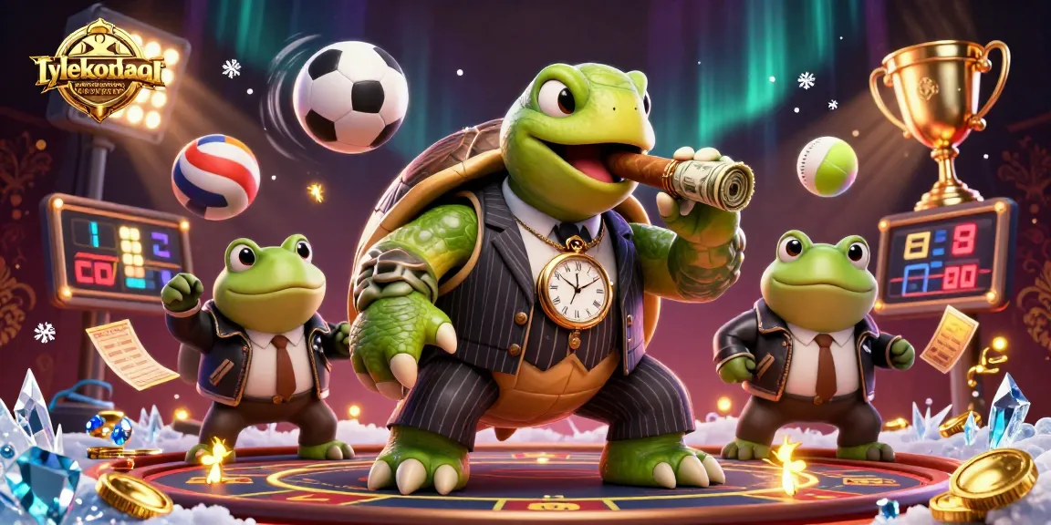 Engage with tylekeonhacai's dynamic sports betting scene featuring a turtle in mobster attire, showcasing betting activities.