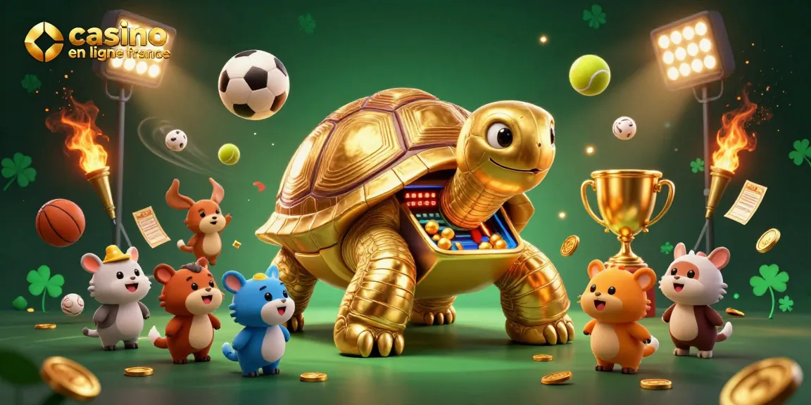 Profitez de la diversité des jeux dans un casino en ligne France avec une tortue géante et des animations captivantes.