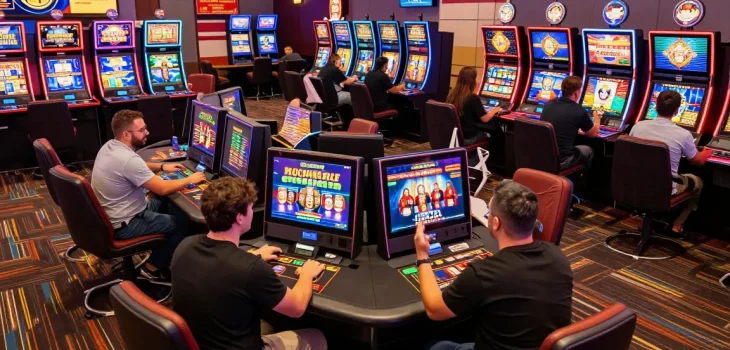 Exciting online gaming atmosphere at credit card casinos, showcasing players celebrating wins, vibrant games and promotions at https://bhma.org.uk/.