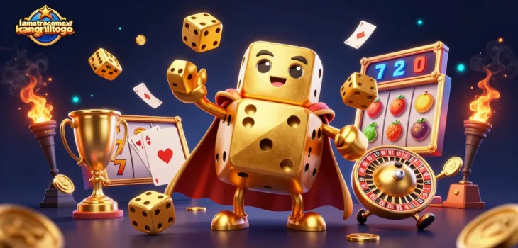 lamatracamexicangrilltogo showcases an exciting slot gaming scene with golden dice and vibrant elements
